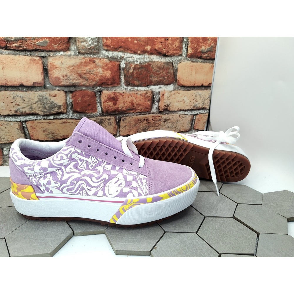 Vans Old Skool Stacked Lugged Wavy Daze Lilac 2in Platform Shoes Women's Sz 8